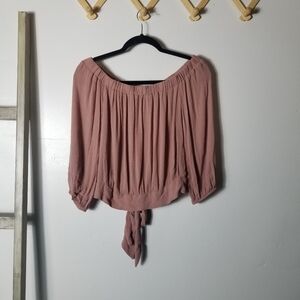CHARLOTTE RUSSE MAUVE OFF SHOULDER CROP TOP SIZE SMALL